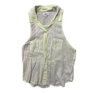 American Eagle Outfitters Women's Sleeveless Sheer‎ Button Front Top S Green